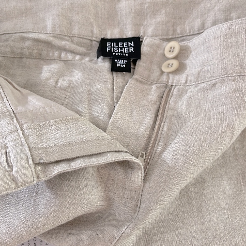 Eileen Fisher Linen Wide Leg Capri Pants Size Petite Medium - Picture 4 of 7